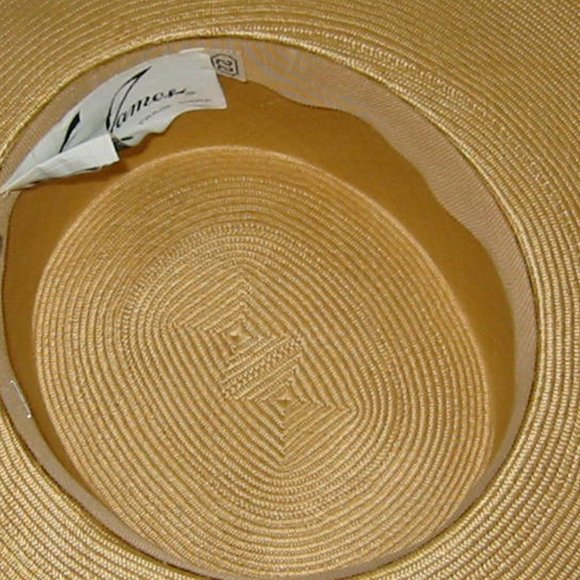 Leslie James Designer Straw Hat Orange Belt Brass Buckle Accent main image 5
